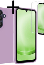 BASEY. Hoes Geschikt voor Samsung A25 Hoesje Siliconen Back Cover Case Met Screenprotector - Hoesje Geschikt voor Samsung Galaxy A25 Hoes Cover Hoesje - Lila