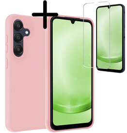BASEY. BASEY. Samsung Galaxy A25 Hoesje Siliconen Met Screenprotector - Lichtroze