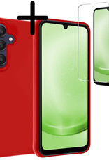 BASEY. Hoes Geschikt voor Samsung A25 Hoesje Siliconen Back Cover Case Met Screenprotector - Hoesje Geschikt voor Samsung Galaxy A25 Hoes Cover Hoesje - Rood