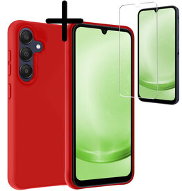 BASEY. BASEY. Samsung Galaxy A25 Hoesje Siliconen Met Screenprotector - Rood