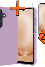 Nomfy Hoesje Geschikt voor Samsung A25 Hoesje Siliconen Cover Case Met 2x Screenprotector - Hoes Geschikt voor Samsung Galaxy A25 Hoes Back Case - Lila