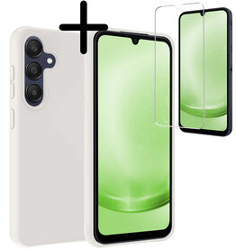 BASEY. BASEY. Samsung Galaxy A25 Hoesje Siliconen Met Screenprotector - Wit