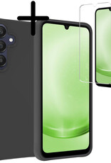 BASEY. Hoes Geschikt voor Samsung A25 Hoesje Siliconen Back Cover Case Met Screenprotector - Hoesje Geschikt voor Samsung Galaxy A25 Hoes Cover Hoesje - Zwart
