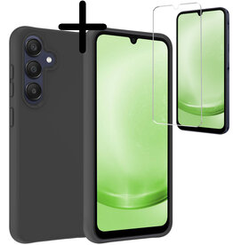 BASEY. BASEY. Samsung Galaxy A25 Hoesje Siliconen Met Screenprotector - Zwart