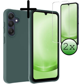 BASEY. BASEY. Samsung Galaxy A25 Hoesje Siliconen Met 2x Screenprotector - Donkergroen