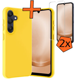 Nomfy Nomfy Samsung Galaxy A25 Hoesje Siliconen Met 2x Screenprotector - Geel