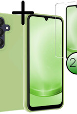 BASEY. Hoes Geschikt voor Samsung A25 Hoesje Siliconen Back Cover Case Met 2x Screenprotector - Hoesje Geschikt voor Samsung Galaxy A25 Hoes Cover Hoesje - Groen