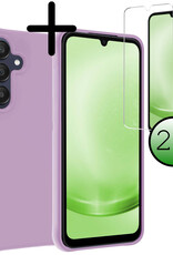 BASEY. Hoes Geschikt voor Samsung A25 Hoesje Siliconen Back Cover Case Met 2x Screenprotector - Hoesje Geschikt voor Samsung Galaxy A25 Hoes Cover Hoesje - Lila