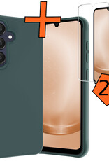 Nomfy Hoesje Geschikt voor Samsung A25 Hoesje Siliconen Cover Case Met 2x Screenprotector - Hoes Geschikt voor Samsung Galaxy A25 Hoes Back Case - Donkergroen