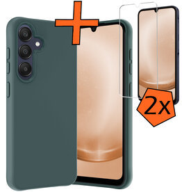 Nomfy Nomfy Samsung Galaxy A25 Hoesje Siliconen Met 2x Screenprotector - Donkergroen