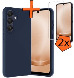 Nomfy Nomfy Samsung Galaxy A25 Hoesje Siliconen Met 2x Screenprotector - Donkerblauw