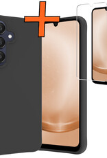 Nomfy Hoesje Geschikt voor Samsung A25 Hoesje Siliconen Cover Case Met Screenprotector - Hoes Geschikt voor Samsung Galaxy A25 Hoes Back Case - Zwart