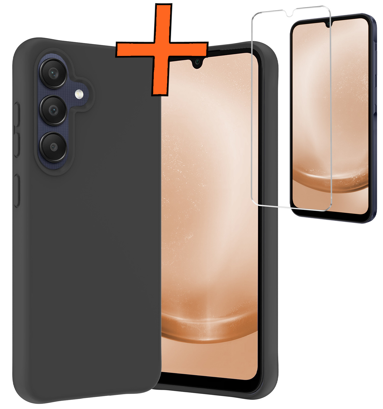 Nomfy Hoesje Geschikt voor Samsung A25 Hoesje Siliconen Cover Case Met Screenprotector - Hoes Geschikt voor Samsung Galaxy A25 Hoes Back Case - Zwart