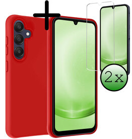 BASEY. BASEY. Samsung Galaxy A25 Hoesje Siliconen Met 2x Screenprotector - Rood
