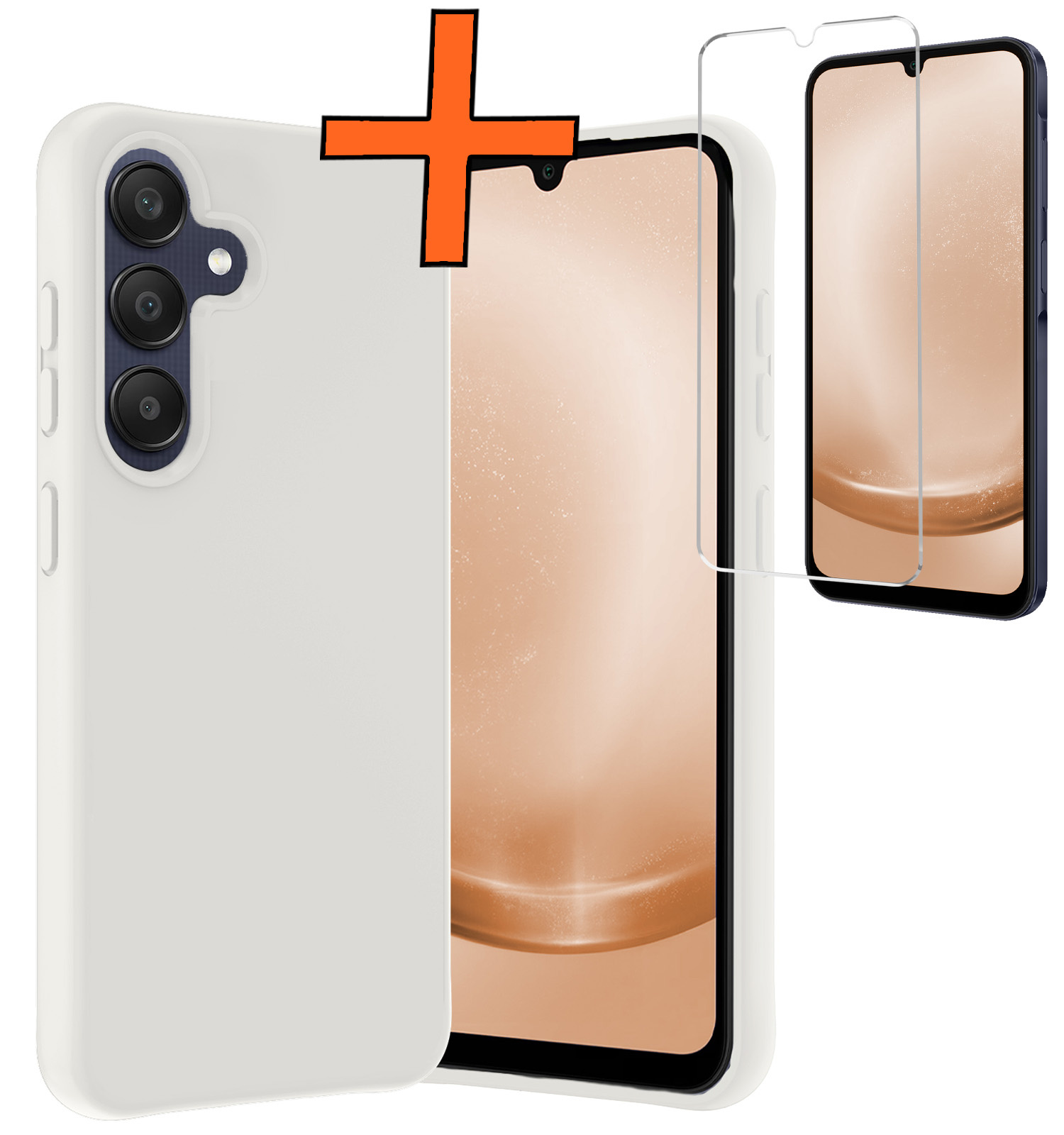 Nomfy Hoesje Geschikt voor Samsung A25 Hoesje Siliconen Cover Case Met Screenprotector - Hoes Geschikt voor Samsung Galaxy A25 Hoes Back Case - Wit