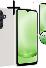 BASEY. Hoes Geschikt voor Samsung A25 Hoesje Siliconen Back Cover Case Met 2x Screenprotector - Hoesje Geschikt voor Samsung Galaxy A25 Hoes Cover Hoesje - Wit