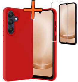 Nomfy Nomfy Samsung Galaxy A25 Hoesje Siliconen Met Screenprotector - Rood