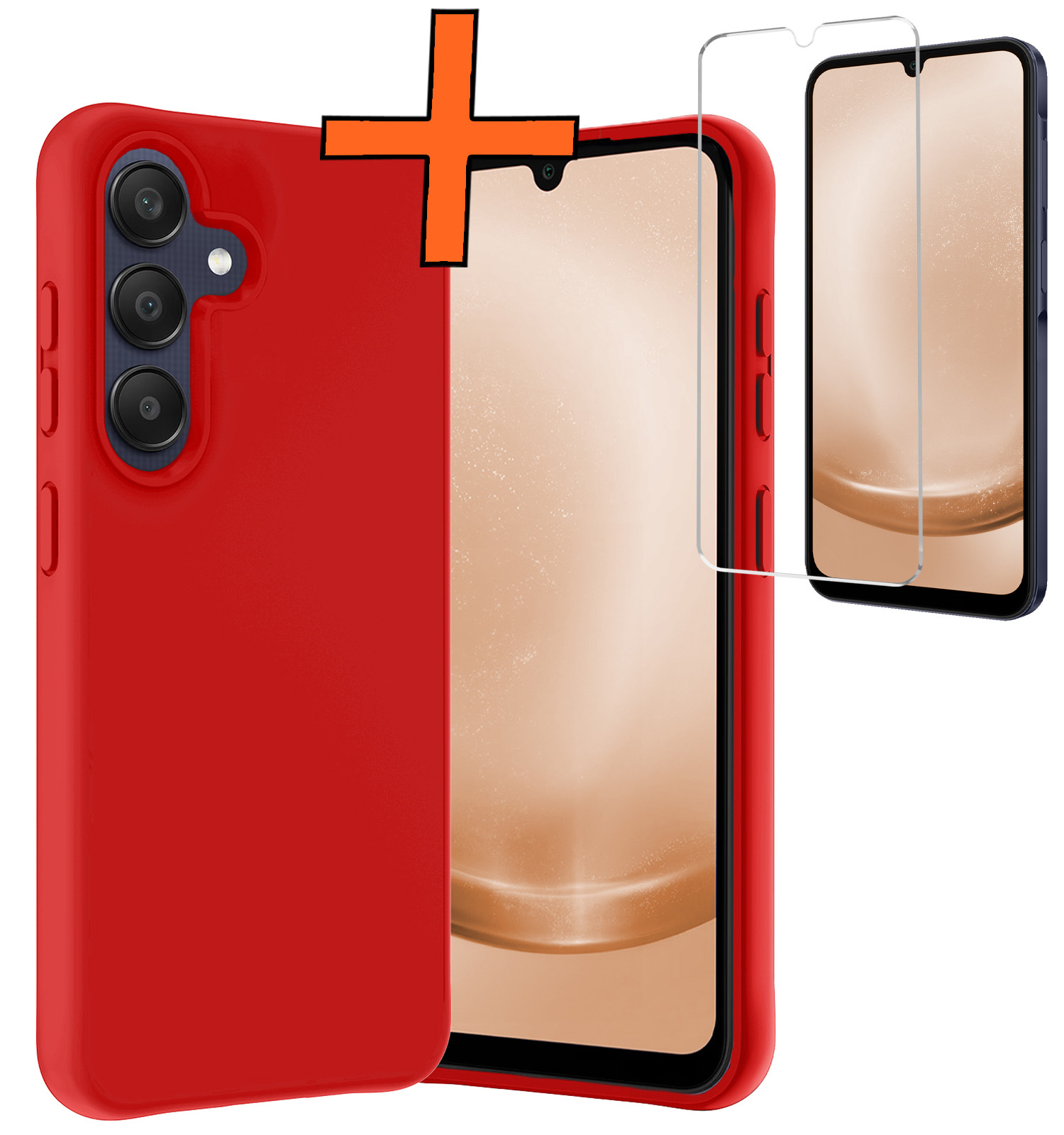 Nomfy Hoesje Geschikt voor Samsung A25 Hoesje Siliconen Cover Case Met Screenprotector - Hoes Geschikt voor Samsung Galaxy A25 Hoes Back Case - Rood