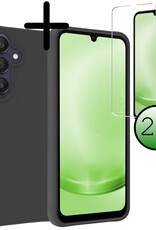 BASEY. Hoes Geschikt voor Samsung A25 Hoesje Siliconen Back Cover Case Met 2x Screenprotector - Hoesje Geschikt voor Samsung Galaxy A25 Hoes Cover Hoesje - Zwart