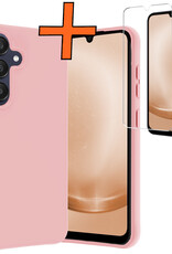 Nomfy Hoesje Geschikt voor Samsung A25 Hoesje Siliconen Cover Case Met Screenprotector - Hoes Geschikt voor Samsung Galaxy A25 Hoes Back Case - Lichtroze