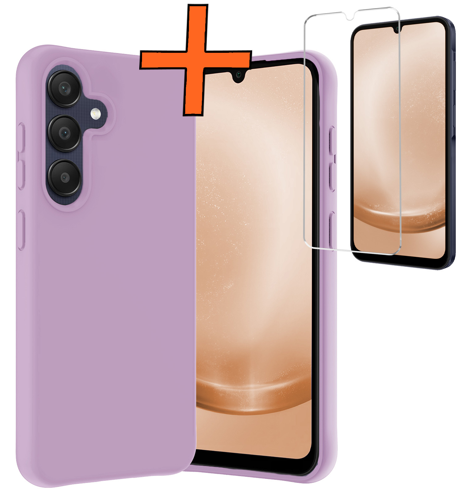 Nomfy Hoesje Geschikt voor Samsung A25 Hoesje Siliconen Cover Case Met Screenprotector - Hoes Geschikt voor Samsung Galaxy A25 Hoes Back Case - Lila