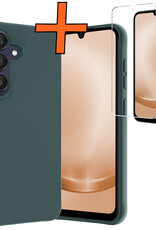 Nomfy Hoesje Geschikt voor Samsung A25 Hoesje Siliconen Cover Case Met Screenprotector - Hoes Geschikt voor Samsung Galaxy A25 Hoes Back Case - Donkergroen