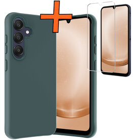 Nomfy Nomfy Samsung Galaxy A25 Hoesje Siliconen Met Screenprotector - Donkergroen
