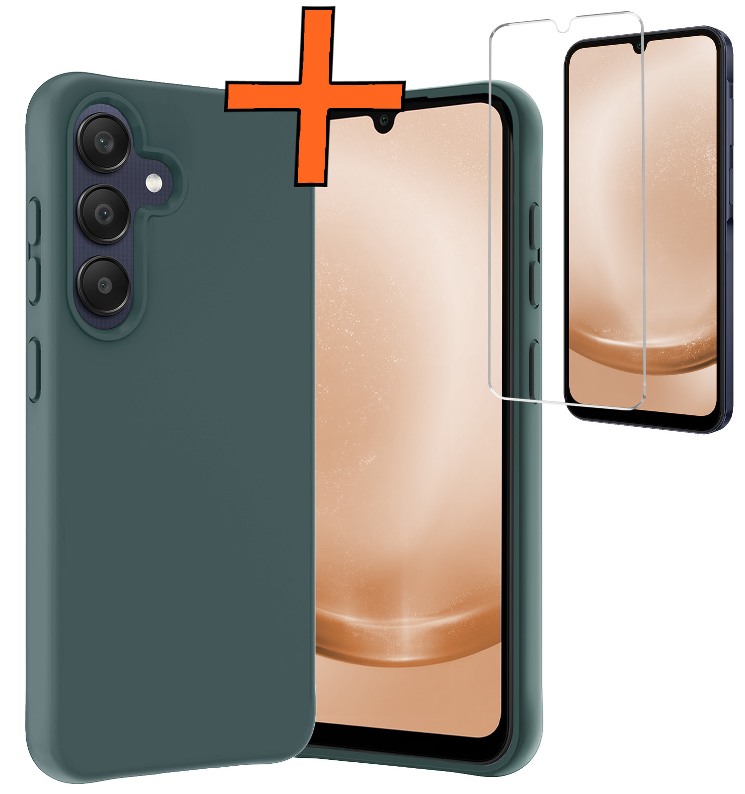 Nomfy Hoesje Geschikt voor Samsung A25 Hoesje Siliconen Cover Case Met Screenprotector - Hoes Geschikt voor Samsung Galaxy A25 Hoes Back Case - Donkergroen