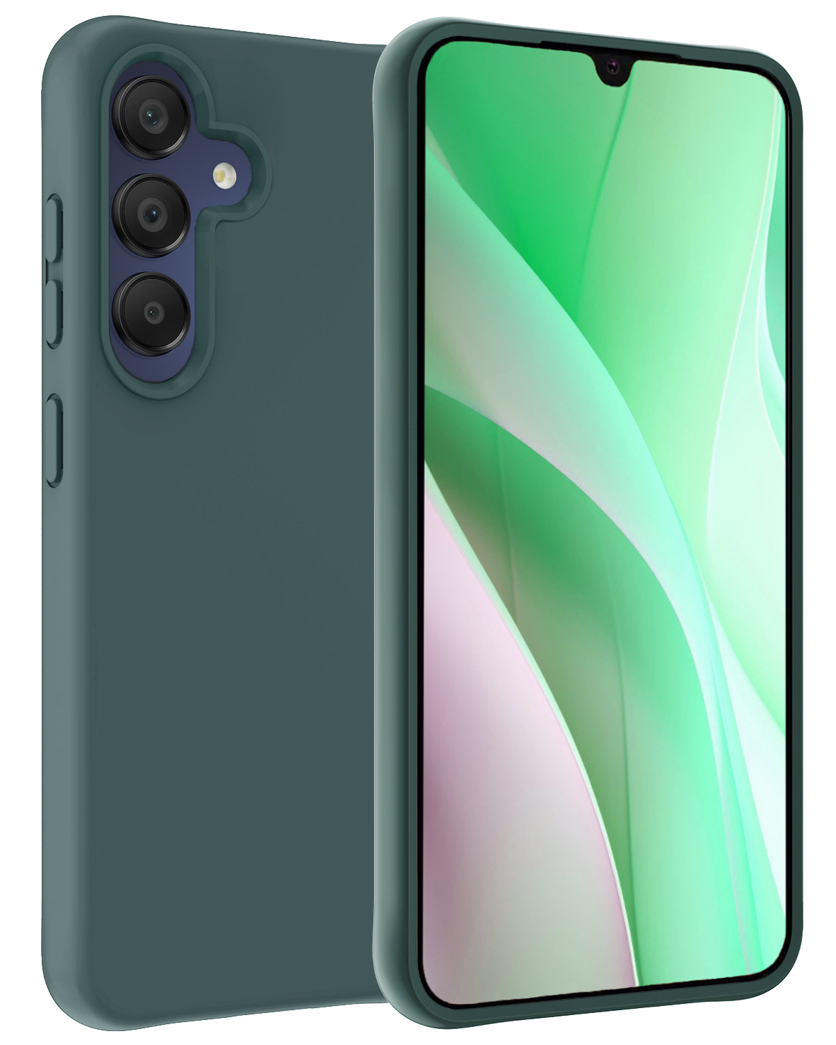 BASEY. Hoes Geschikt voor Samsung A15 Hoesje Siliconen Back Cover Case - Hoesje Geschikt voor Samsung Galaxy A15 Hoes Cover Hoesje - Donkergroen