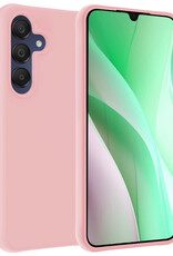 BASEY. Hoes Geschikt voor Samsung A15 Hoesje Siliconen Back Cover Case - Hoesje Geschikt voor Samsung Galaxy A15 Hoes Cover Hoesje - Lichtroze