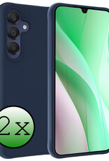 BASEY. Hoes Geschikt voor Samsung A15 Hoesje Siliconen Back Cover Case - Hoesje Geschikt voor Samsung Galaxy A15 Hoes Cover Hoesje - Donkerblauw - 2 Stuks