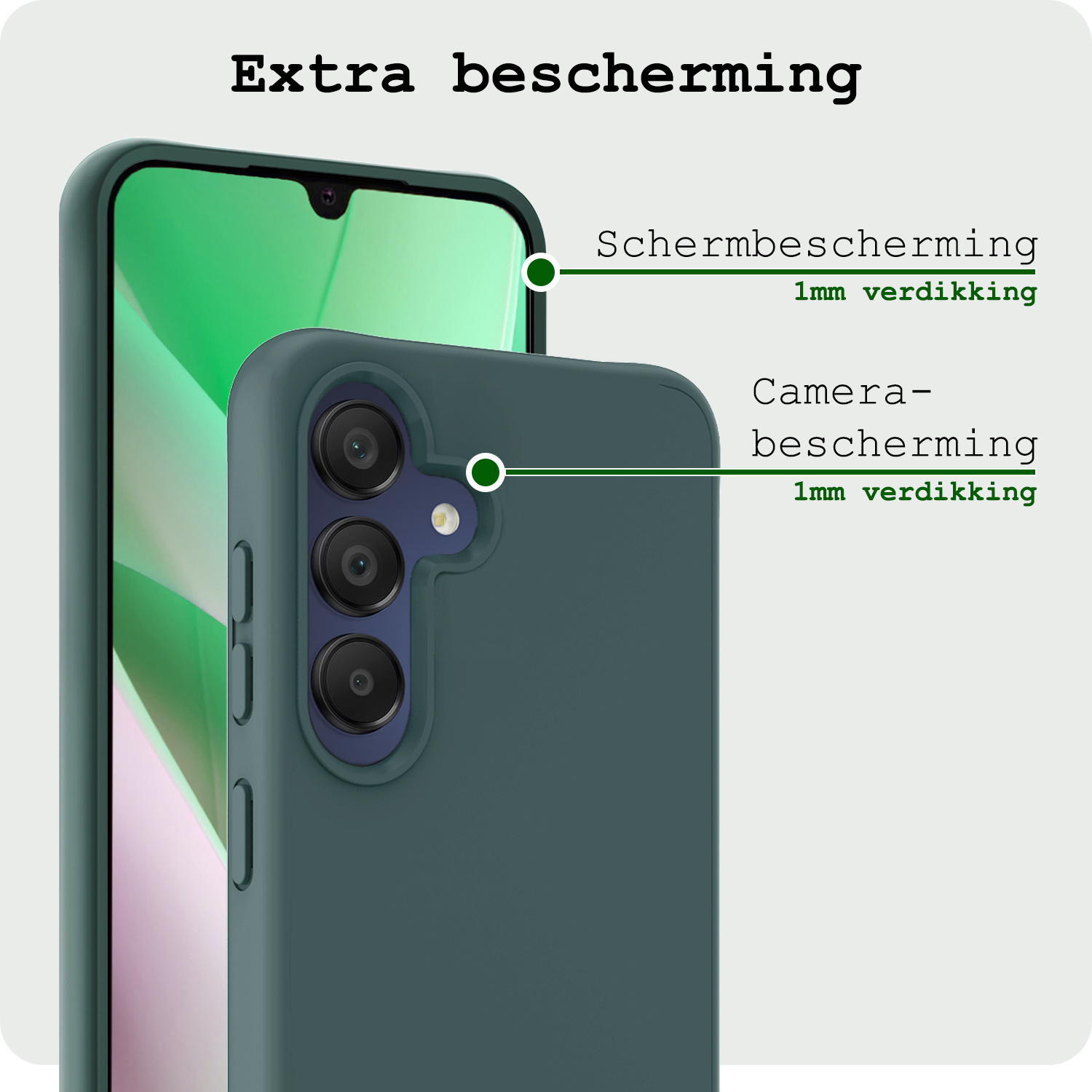 BASEY. Hoes Geschikt voor Samsung A15 Hoesje Siliconen Back Cover Case - Hoesje Geschikt voor Samsung Galaxy A15 Hoes Cover Hoesje - Donkergroen - 2 Stuks