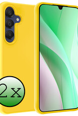 BASEY. Hoes Geschikt voor Samsung A15 Hoesje Siliconen Back Cover Case - Hoesje Geschikt voor Samsung Galaxy A15 Hoes Cover Hoesje - Geel - 2 Stuks