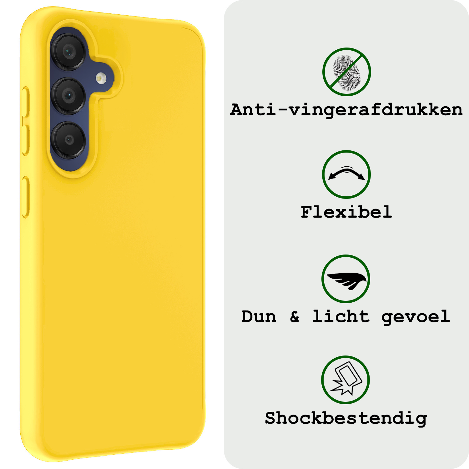 BASEY. Hoes Geschikt voor Samsung A15 Hoesje Siliconen Back Cover Case - Hoesje Geschikt voor Samsung Galaxy A15 Hoes Cover Hoesje - Geel - 2 Stuks
