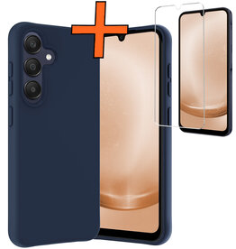 Nomfy Nomfy Samsung Galaxy A25 Hoesje Siliconen Met Screenprotector - Donkerblauw
