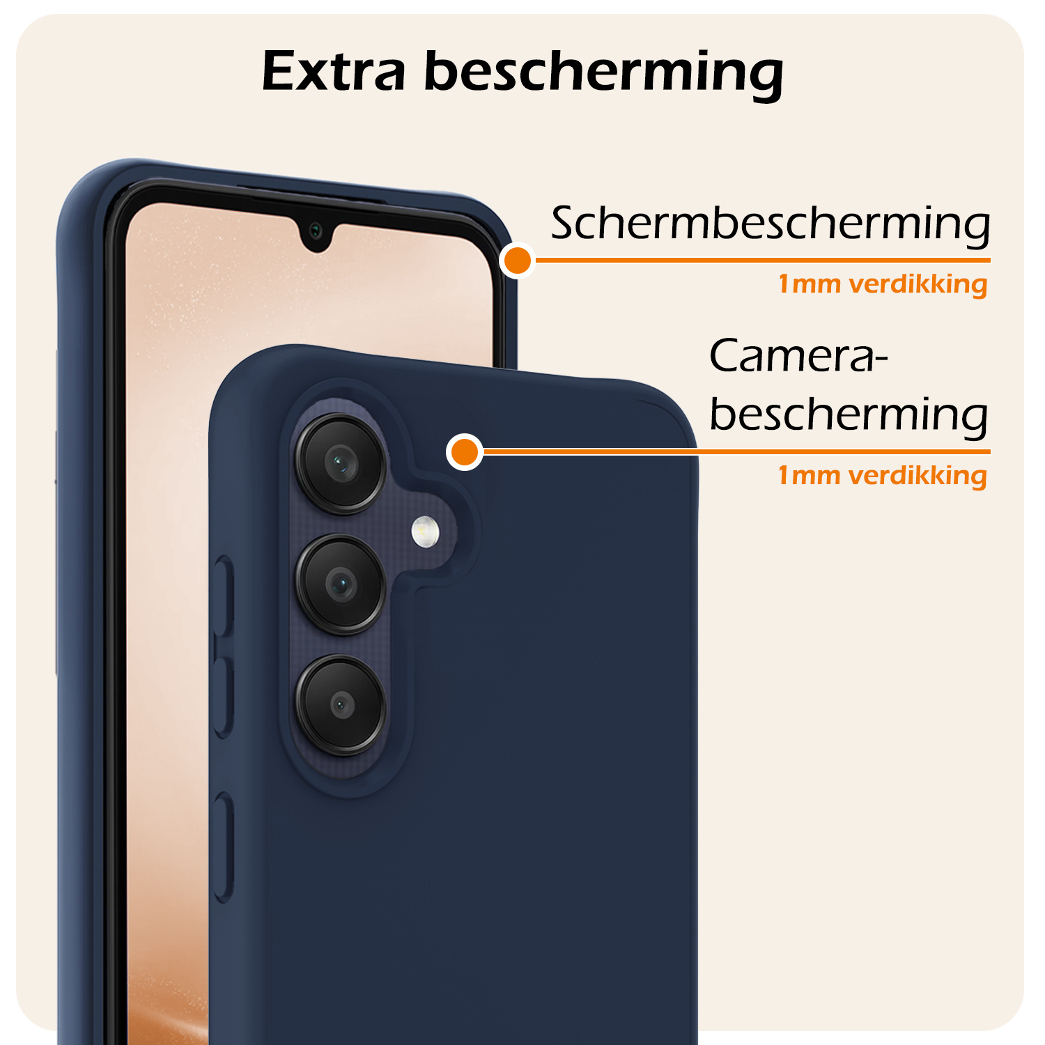 Nomfy Hoesje Geschikt voor Samsung A25 Hoesje Siliconen Cover Case Met Screenprotector - Hoes Geschikt voor Samsung Galaxy A25 Hoes Back Case - Donkerblauw