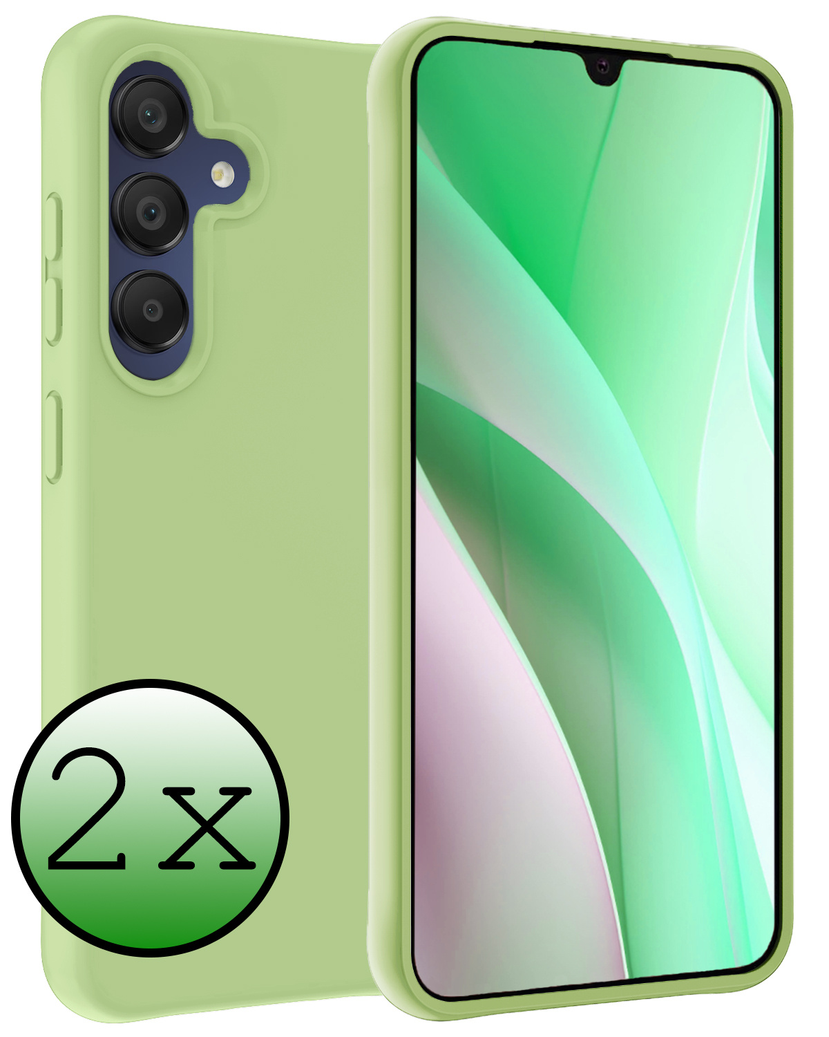 BASEY. Hoes Geschikt voor Samsung A15 Hoesje Siliconen Back Cover Case - Hoesje Geschikt voor Samsung Galaxy A15 Hoes Cover Hoesje - Groen - 2 Stuks