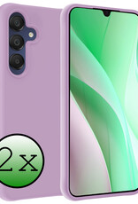 BASEY. Hoes Geschikt voor Samsung A15 Hoesje Siliconen Back Cover Case - Hoesje Geschikt voor Samsung Galaxy A15 Hoes Cover Hoesje - Lila - 2 Stuks