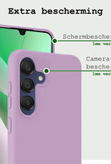 BASEY. Hoes Geschikt voor Samsung A15 Hoesje Siliconen Back Cover Case - Hoesje Geschikt voor Samsung Galaxy A15 Hoes Cover Hoesje - Lila - 2 Stuks