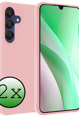 BASEY. Hoes Geschikt voor Samsung A15 Hoesje Siliconen Back Cover Case - Hoesje Geschikt voor Samsung Galaxy A15 Hoes Cover Hoesje - Lichtroze - 2 Stuks