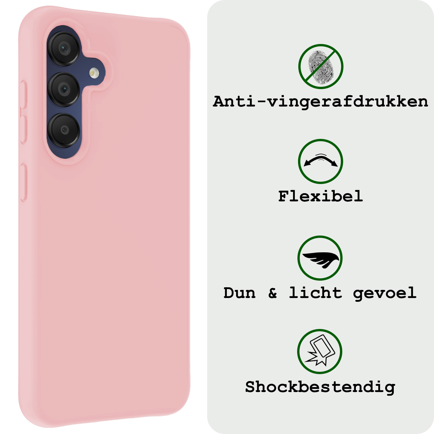 BASEY. Hoes Geschikt voor Samsung A15 Hoesje Siliconen Back Cover Case - Hoesje Geschikt voor Samsung Galaxy A15 Hoes Cover Hoesje - Lichtroze - 2 Stuks