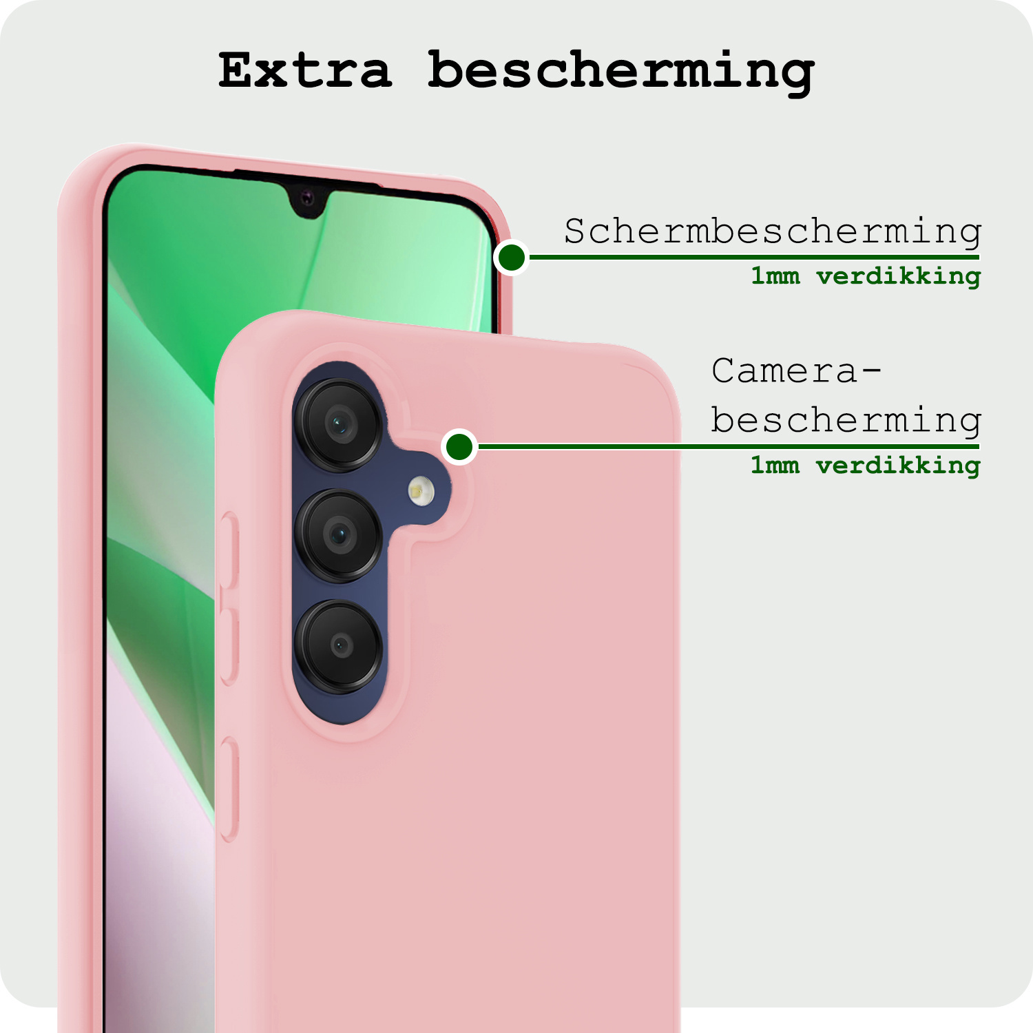 BASEY. Hoes Geschikt voor Samsung A15 Hoesje Siliconen Back Cover Case - Hoesje Geschikt voor Samsung Galaxy A15 Hoes Cover Hoesje - Lichtroze - 2 Stuks