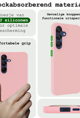 BASEY. Hoes Geschikt voor Samsung A15 Hoesje Siliconen Back Cover Case - Hoesje Geschikt voor Samsung Galaxy A15 Hoes Cover Hoesje - Lichtroze - 2 Stuks