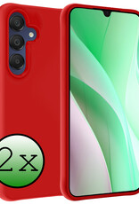 BASEY. Hoes Geschikt voor Samsung A15 Hoesje Siliconen Back Cover Case - Hoesje Geschikt voor Samsung Galaxy A15 Hoes Cover Hoesje - Rood - 2 Stuks
