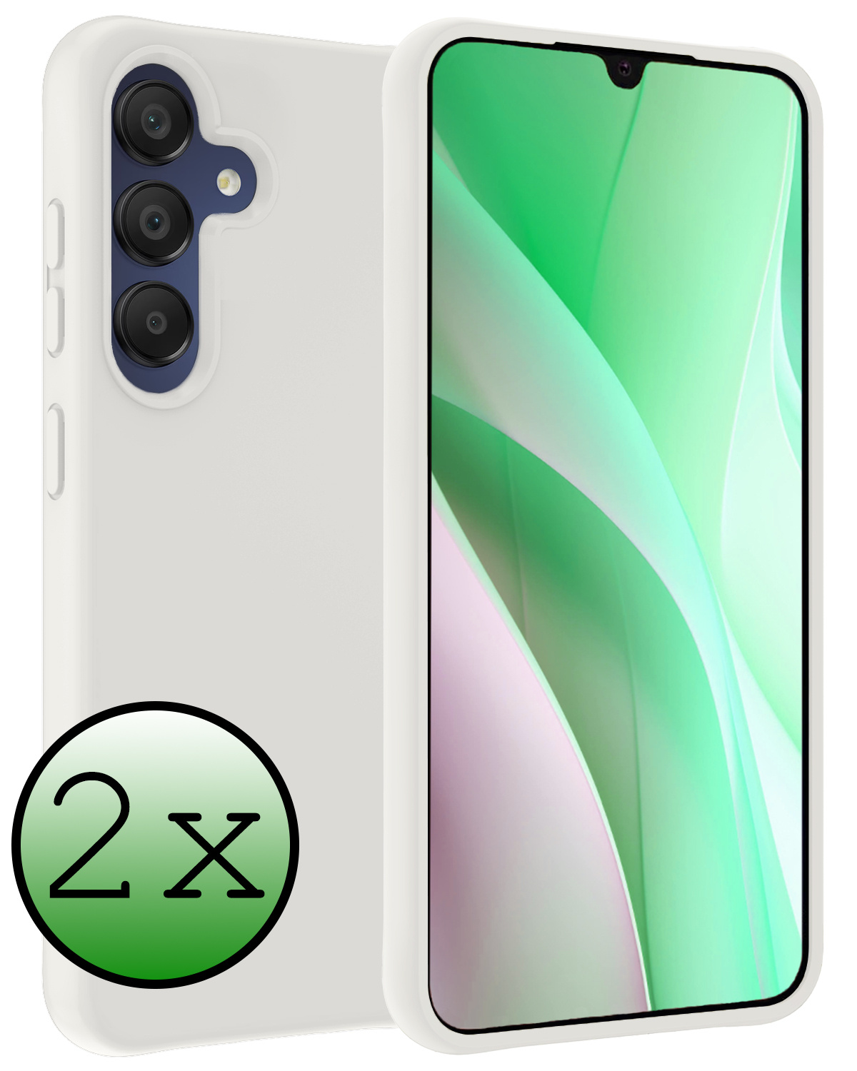 BASEY. Hoes Geschikt voor Samsung A15 Hoesje Siliconen Back Cover Case - Hoesje Geschikt voor Samsung Galaxy A15 Hoes Cover Hoesje - Wit - 2 Stuks