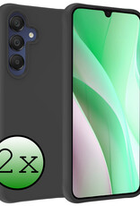 BASEY. Hoes Geschikt voor Samsung A15 Hoesje Siliconen Back Cover Case - Hoesje Geschikt voor Samsung Galaxy A15 Hoes Cover Hoesje - Zwart - 2 Stuks