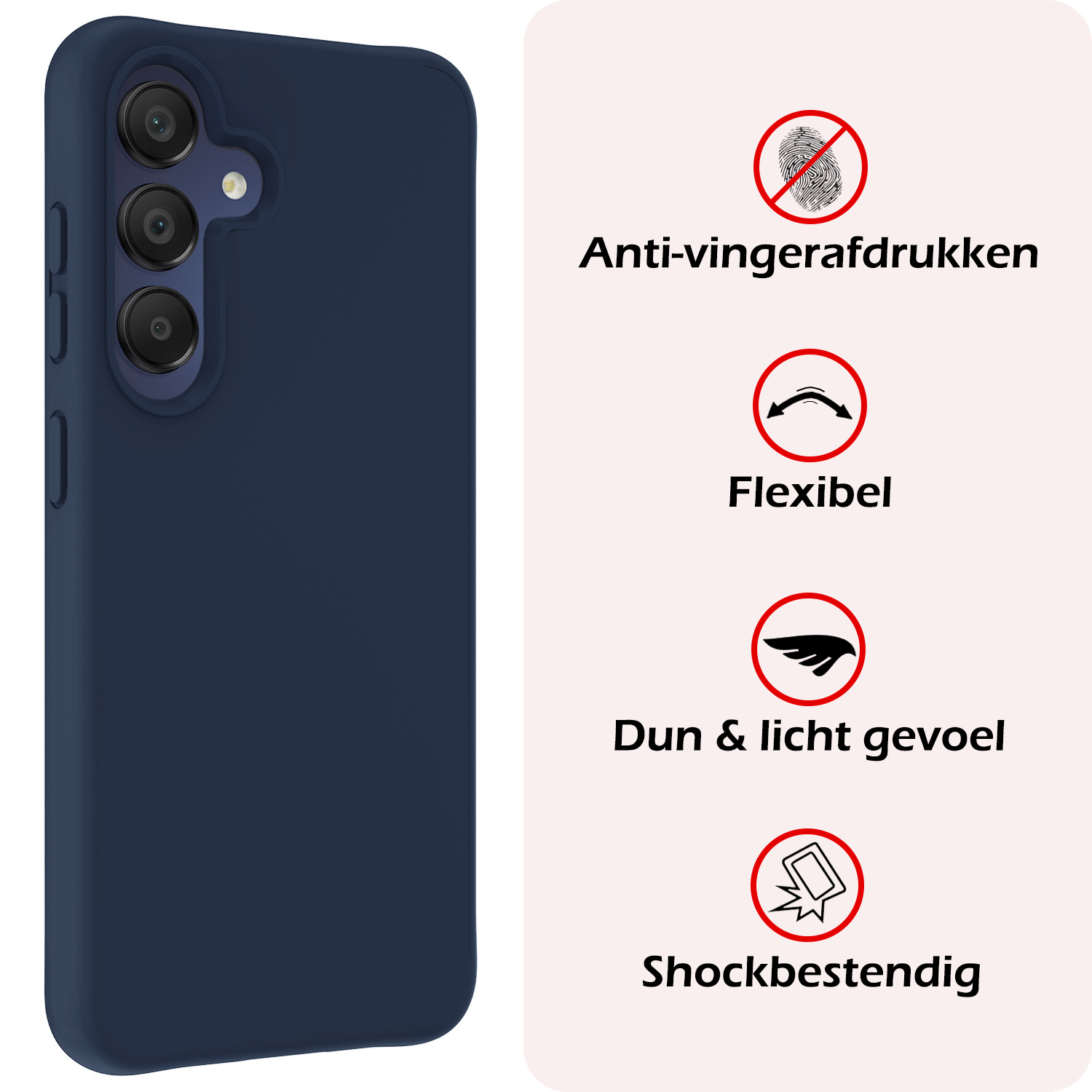 NoXx Hoes Geschikt voor Samsung A15 Hoesje Cover Siliconen Back Case Hoes - Donkerblauw