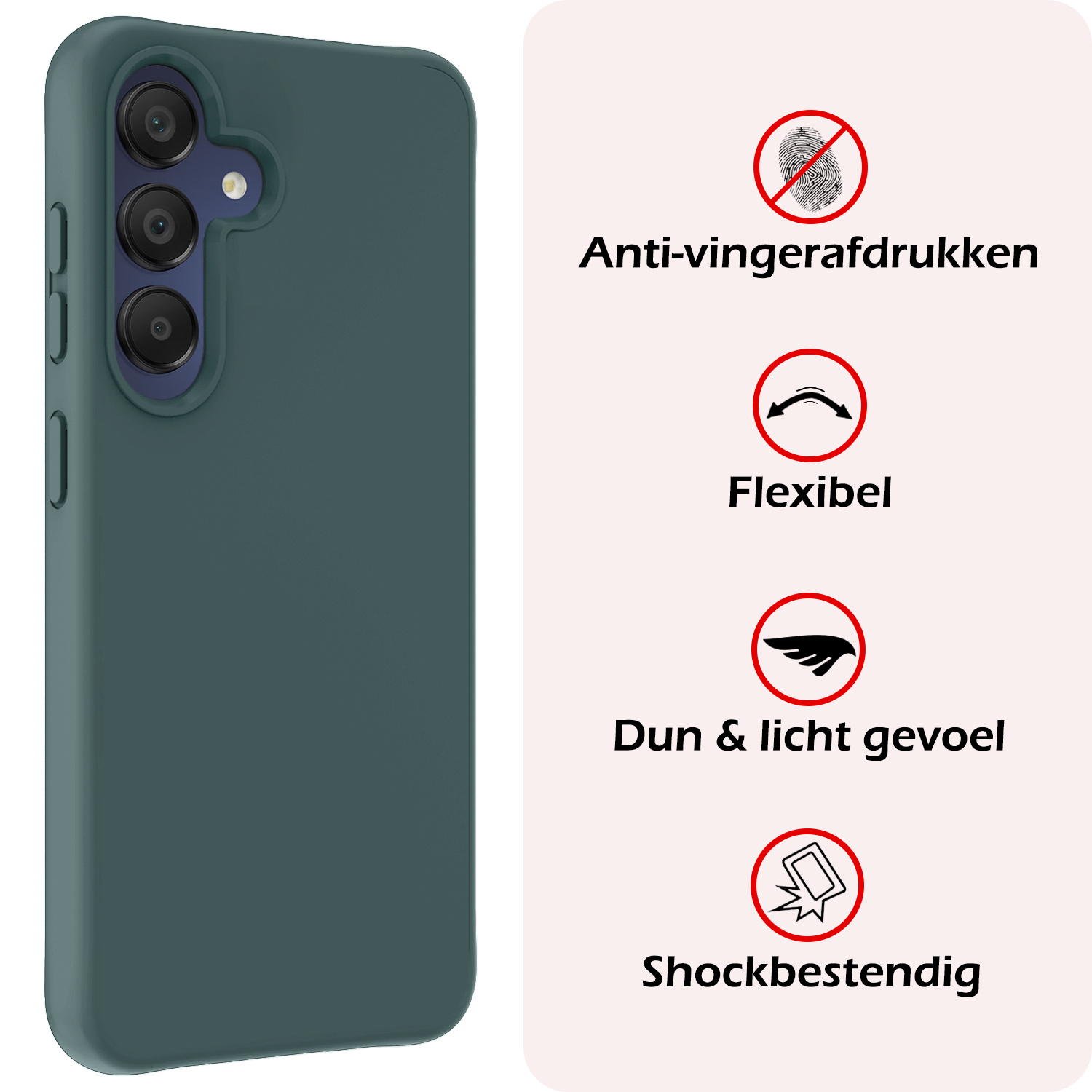 NoXx Hoes Geschikt voor Samsung A15 Hoesje Cover Siliconen Back Case Hoes - Donkergroen