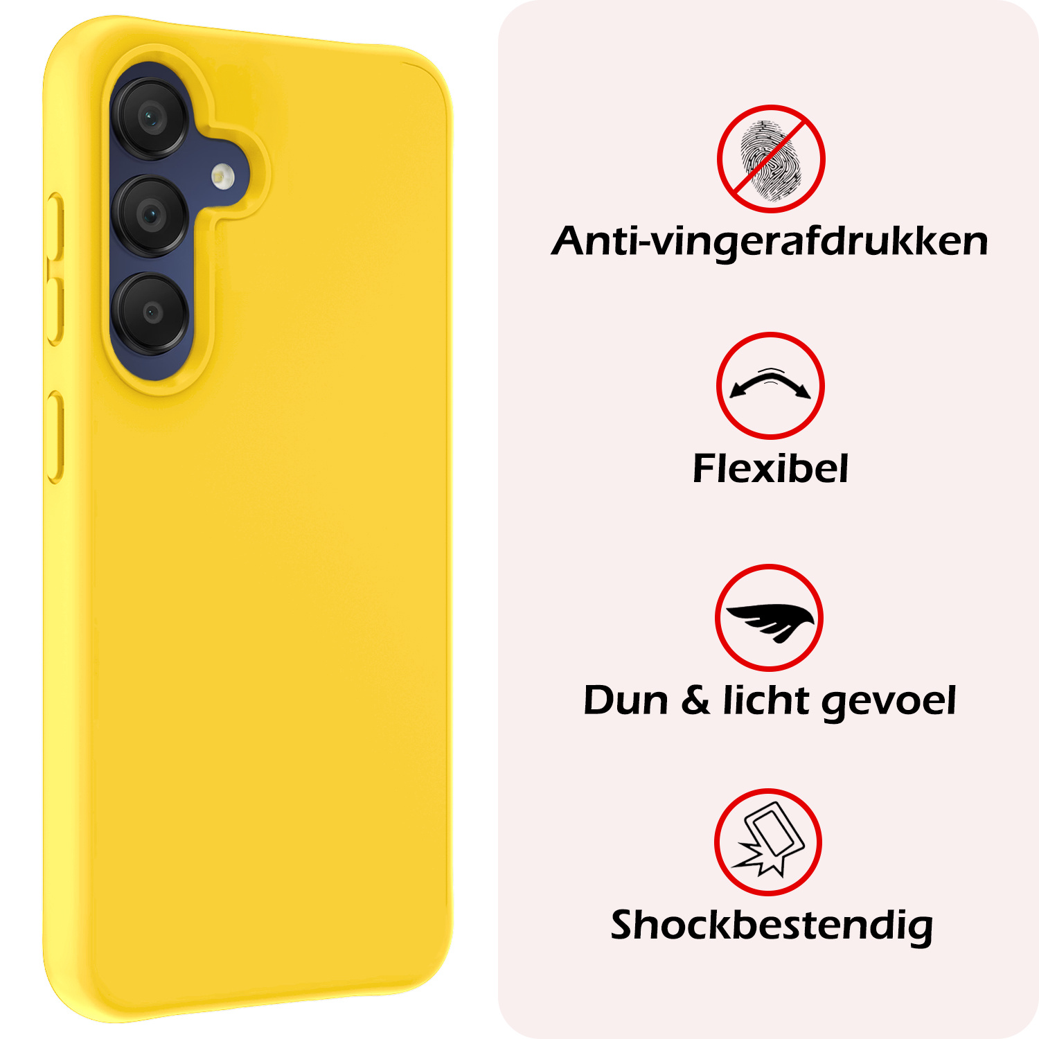 NoXx Hoes Geschikt voor Samsung A15 Hoesje Cover Siliconen Back Case Hoes - Geel