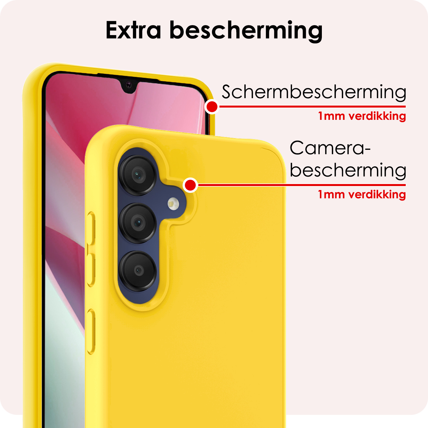 NoXx Hoes Geschikt voor Samsung A15 Hoesje Cover Siliconen Back Case Hoes - Geel